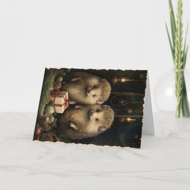 Cute Woodland Forest Animals Christmas Greeting Card (Front)