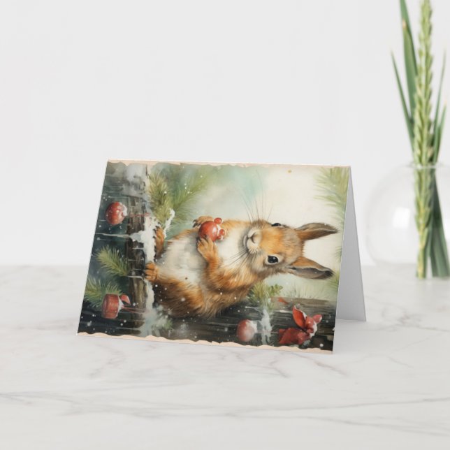 Cute Woodland Forest Animals Christmas Greeting Card (Front)