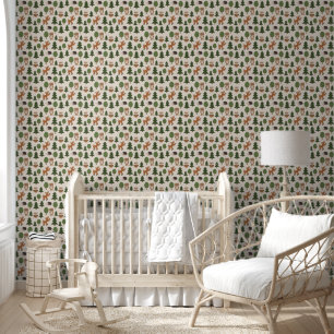 Cute Woodland Forest Animals Pattern Wallpaper