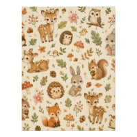 Cute Woodland Forest Animals Watercolor Pattern