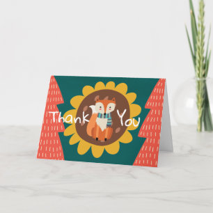 Cute Woodland Forest Winter Animal Fox Thank You Card