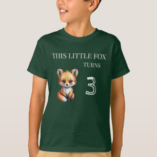 Cute Woodland Fox Age Kids Birthday T-Shirt