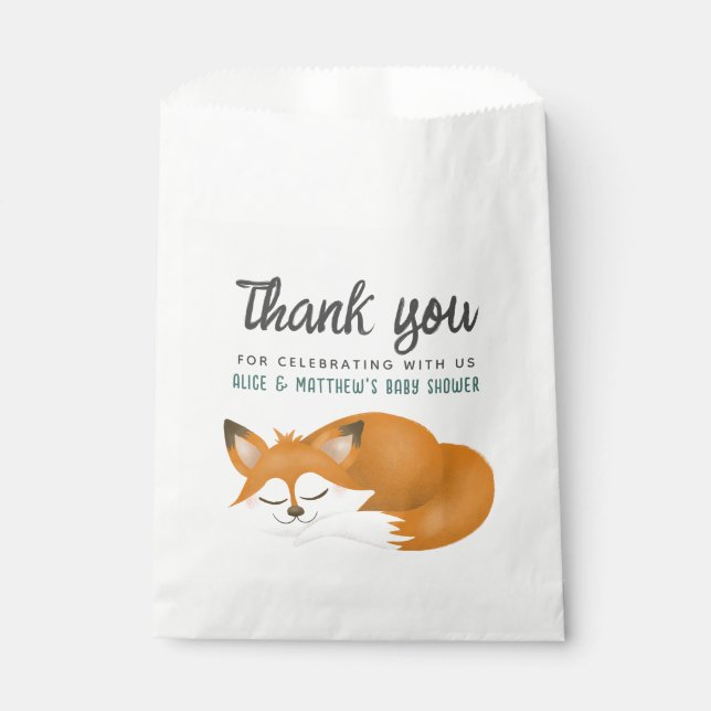  Cute Woodland Fox Boys Baby Shower Favour Bag (Front)