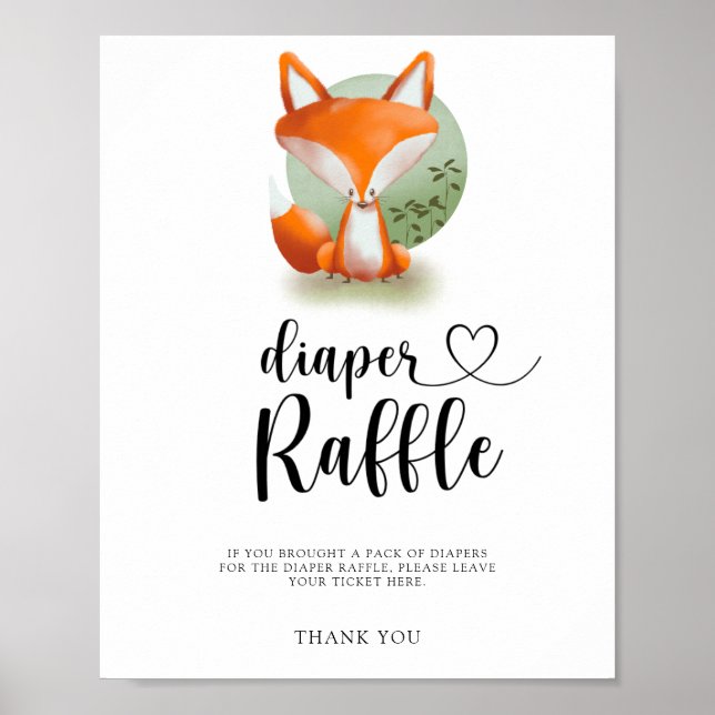 Cute Woodland Fox - diaper raffle Poster (Front)