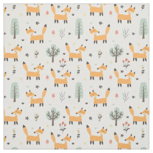 Cute Woodland Fox Pattern Fabric