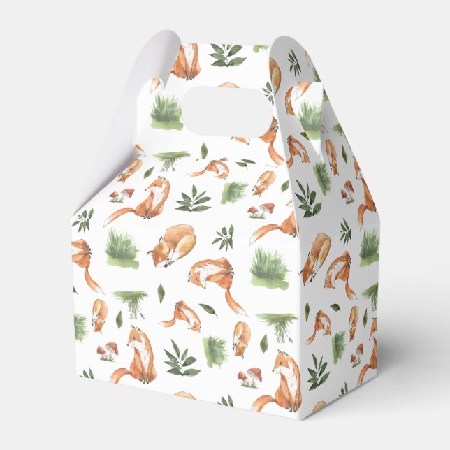 cute woodland fox tiled party favor box (Front Side)