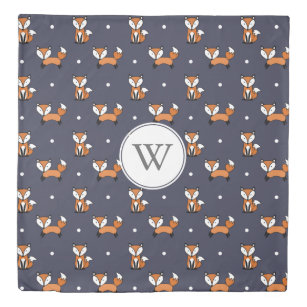 Cute Woodland Foxes and Polka Dots Personalized Duvet Cover