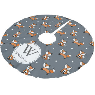 Cute Woodland Foxes & Polka Dots Personalized Brushed Polyester Tree Skirt