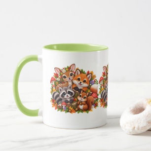 Cute Woodland Friends Fox Raccoon Deer Squirrel Mug