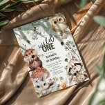 Cute Woodland Friends Wild One 1st Birthday Invitation<br><div class="desc">Adorable Sweet Woodland Wild One 1st Birthday Invitation. Design features cute watercolor animals amongst botanical autumn fall florals and foliage,  mushrooms,  butterflies and a customizable template.</div>