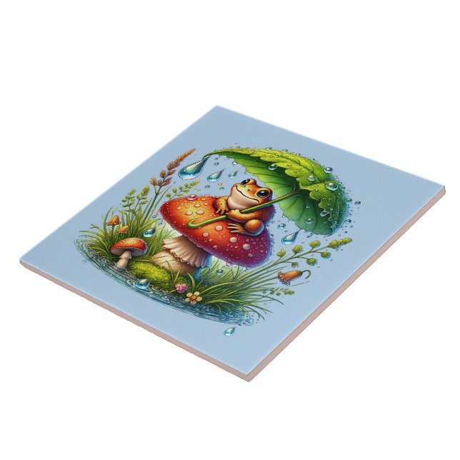 Cute woodland frog lovers tile (Side)