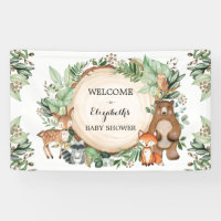 Cute Woodland Greenery Animals Baby Shower Welcome