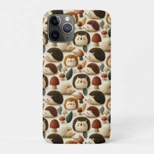 Cute Woodland Hedgehog and Mushroom Pattern iPhone 11 Pro Case