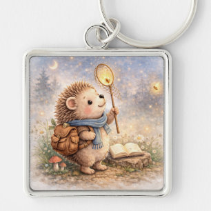 Cute Woodland Hedgehog & Firefly Keychain