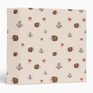 Cute Woodland Hedgehog & Mushroom Pattern Binder