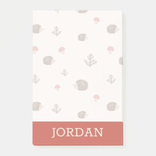 Cute Woodland Hedgehog & Mushroom Pattern Post-it Notes