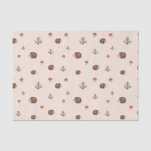 Cute Woodland Hedgehog & Mushroom Pattern Tissue Paper