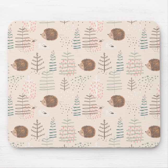 Cute Woodland Hedgehog Pattern Mouse Pad (Front)