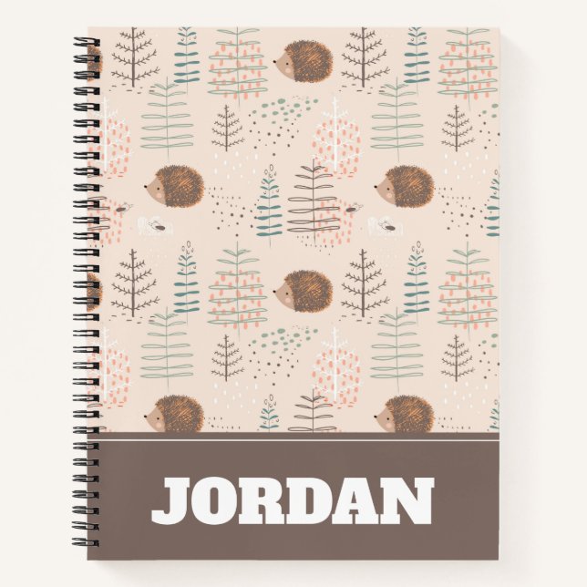 Cute Woodland Hedgehog Pattern Notebook (Front)