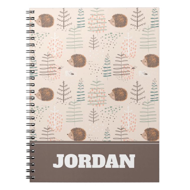 Cute Woodland Hedgehog Pattern Notebook (Front)