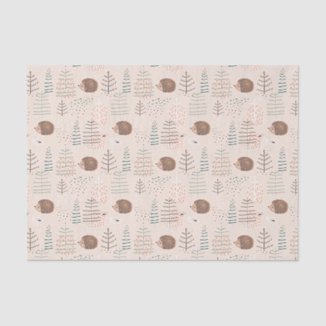Cute Woodland Hedgehog Pattern Tissue Paper (Front)