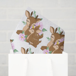 Cute woodland Mommy and baby girl deer party Tissue Paper