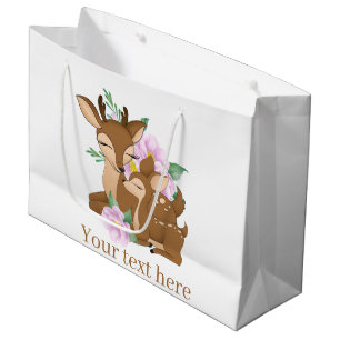 Cute woodland Mommy baby girl deer party Large Gift Bag