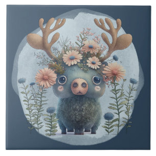 cute Woodland moose lovers Tile
