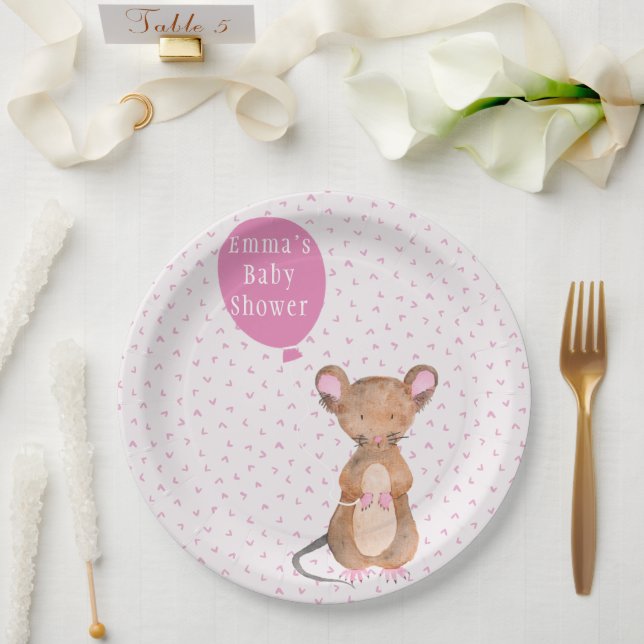 Cute Woodland Mouse | Baby Shower Paper Plates (Wedding)