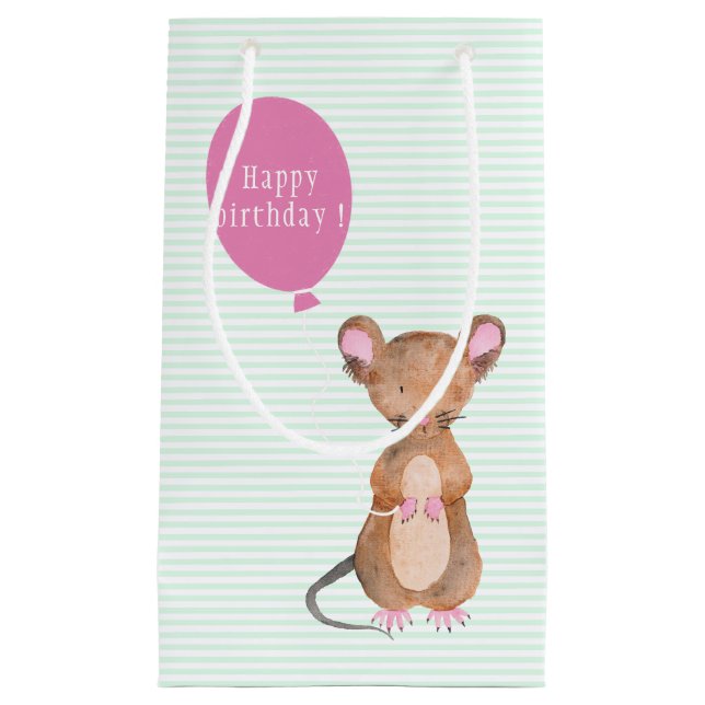 Cute Woodland Mouse | Birthday Gift Bag (Front)