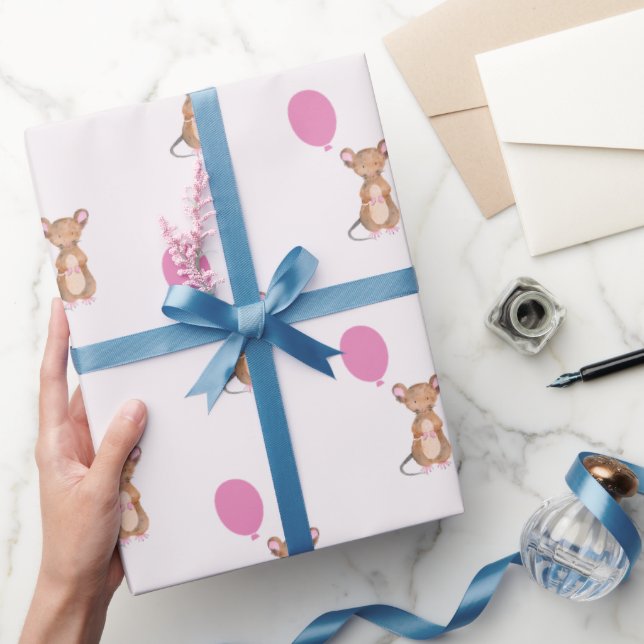 Cute Woodland Mouse Matte Wrapping Paper, 30" x 6' Wrapping Paper (Gifting)