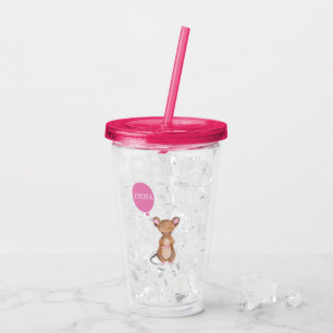 Cute Woodland Mouse Personalized Kids Acrylic Tumbler