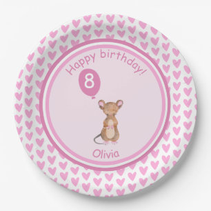 Cute Woodland Mouse - Personalized Kids Birthday  Paper Plate