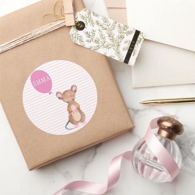 Cute Woodland Mouse Personalized Kids Stickers (Gifting)