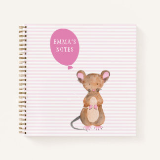 Cute Woodland Mouse Personalized Notebook