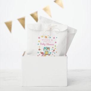 Cute Woodland Owl & Flowers Baby Girl Baby Shower Favour Bag