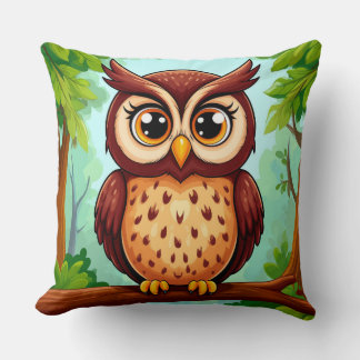 Cute Woodland Owl For Nature Lovers Throw Pillow