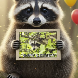 Cute Woodland Raccoon Birthday Card