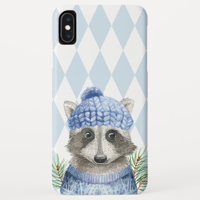Cute Woodland Raccoon in Winter Hat Case-Mate iPhone Case (Back)