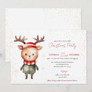 Cute Woodland Reindeer Christmas Elf Holiday Card