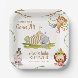 Cute Woodland Safari Animal Circus Baby Shower  Paper Plate
