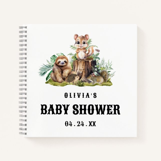 Cute Woodland Safari Animal Gift List Notebook (Front)