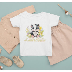 Cute Woodland Skunk Little Stinker Floral Animal Baby T-Shirt