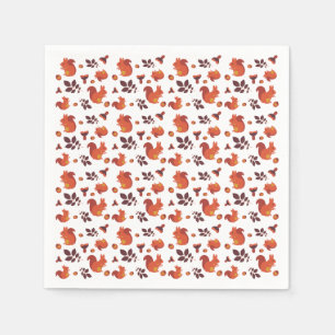 Cute Woodland Squirrel Autumn Pattern Napkin