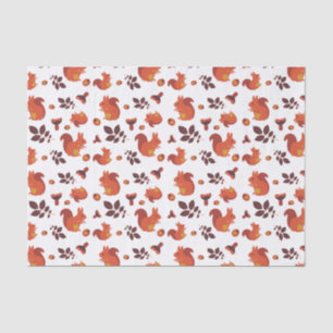 Cute Woodland Squirrel Autumn Pattern Tissue Paper