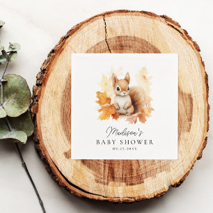 Cute Woodland Squirrel Fall Baby Shower Napkin