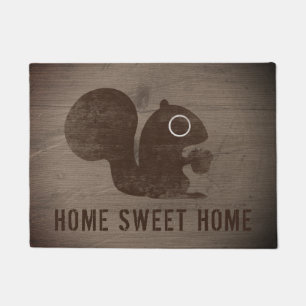 Cute Woodland Squirrel with Nut   Personalized Doormat