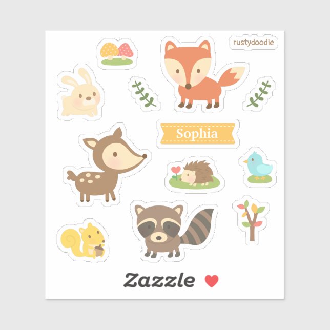 Cute Woodland Themed Animals Set Kids (Sheet)