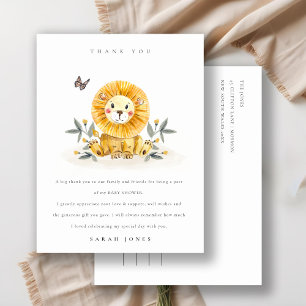 Cute Woodland Watercolor Lion Foliage Baby Shower Postcard