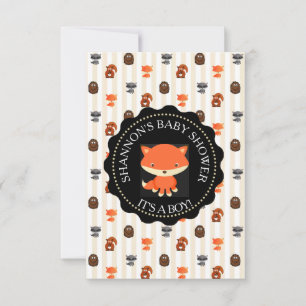 Cute Woodlands Animaux Fox Baby shower Invitation